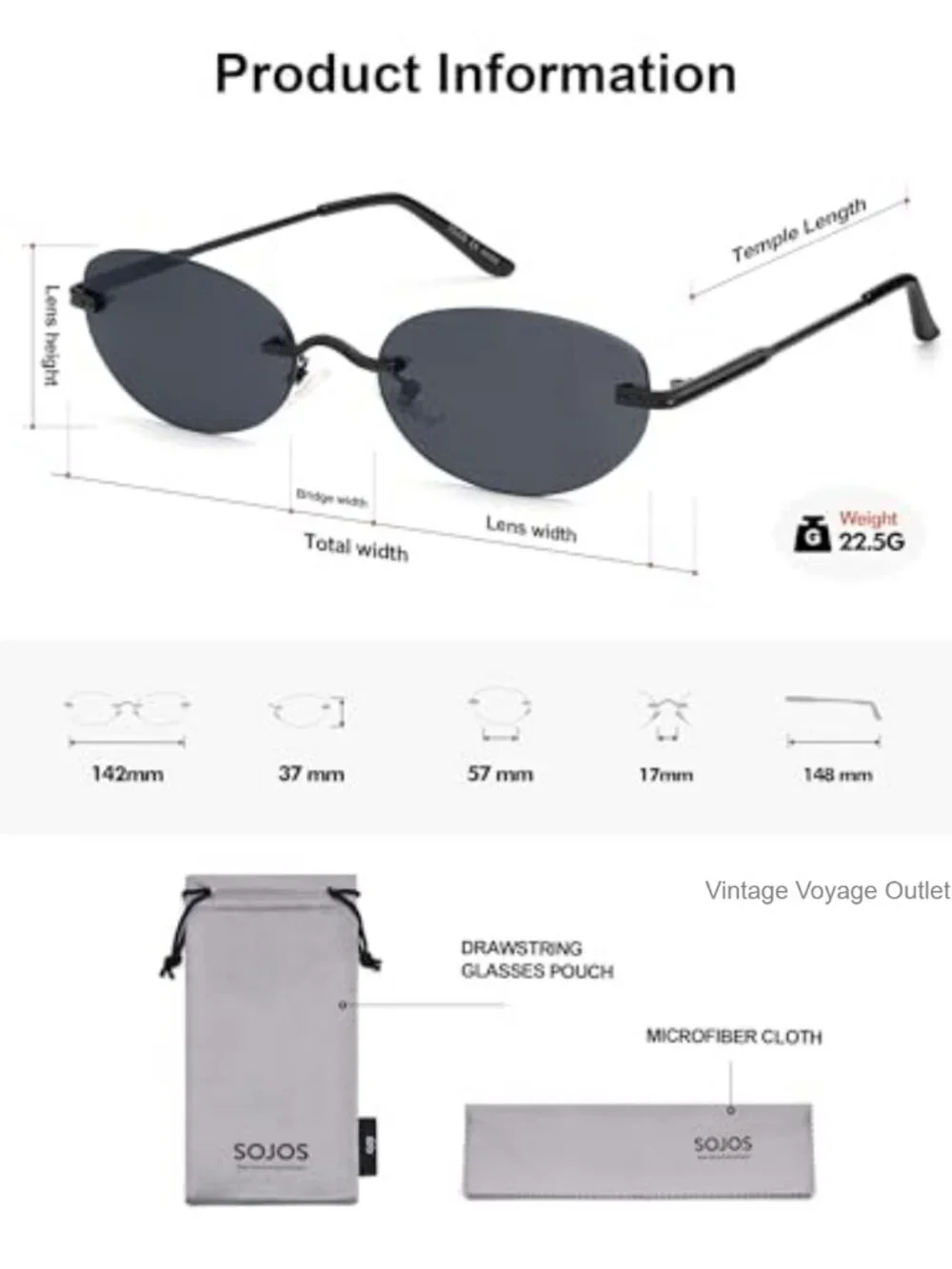 Retro Rimless Oval Sunglasses Women Trendy Narrow Shades UV Protection